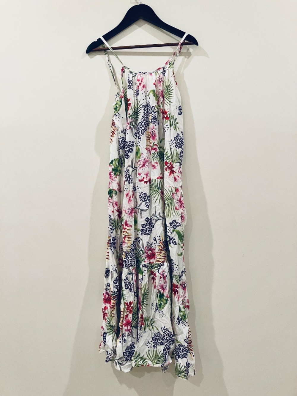 NWT Boho Me Tropical Swim Coverup Dress - Floral Botanical Purple and White M